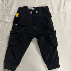 OVS - Stylish Black Kids Cargo Pants with Yellow Details